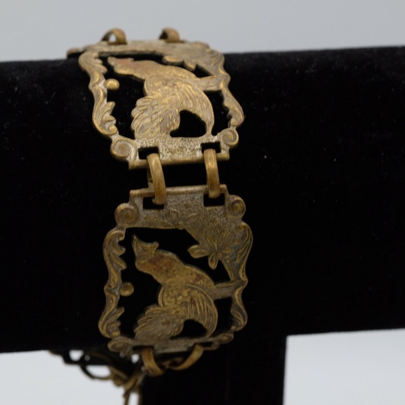 Vintage metal Panel bracelet featuring Bird designs - Picture 15 of 16